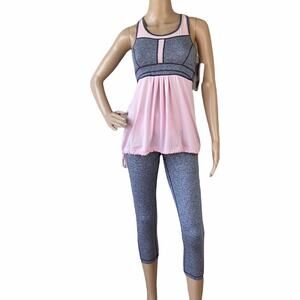 New Zella Women's 2 Piece Workout Set Gray Pink Moisture Wicking Activewear XS